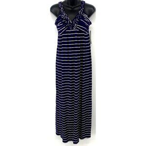Design History Dress Size S Small Navy White Stripe Braided Maxi Tank Women New